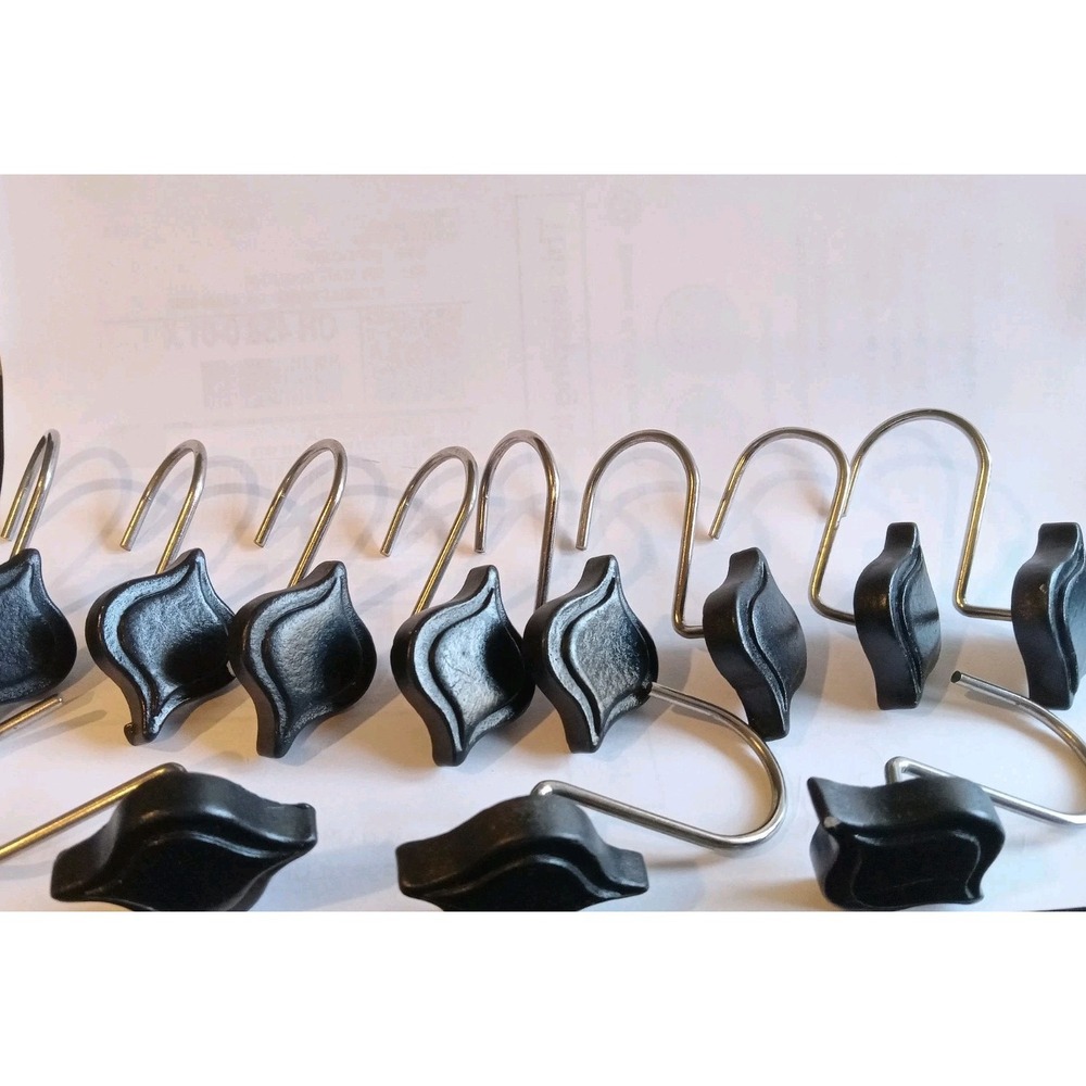 Black Rust Resistant Shower Curtain Hooks
